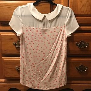 RW&CO white collar print top